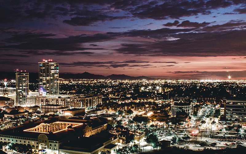 Fotografare di notte la città dall’alto