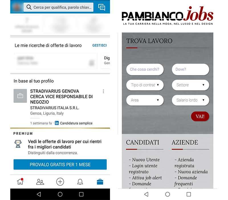 Linkedin e pambianco per trovare lavoro